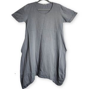 Baci Gray Cotton Casual Dress Tunic Top Med Large Made In Italy Lagenlook